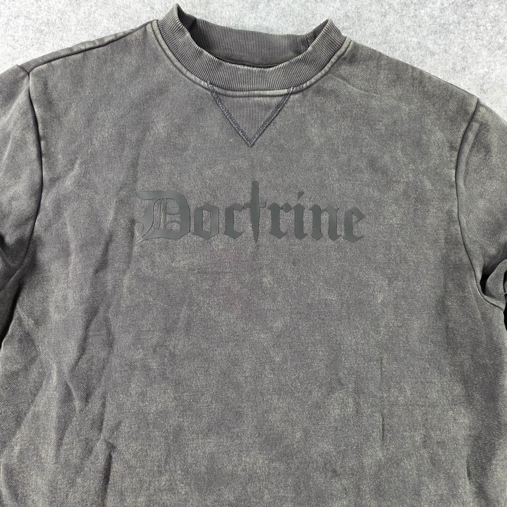 Doctrine Sweatshirt M Black Gray Crew Gothic Pullover Streetwear Si tu veux